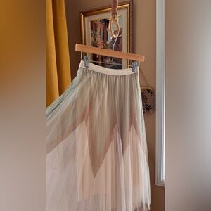 Vintage Cottagecore Prairie Mesh Layered MIDI Skirt US/S-M
